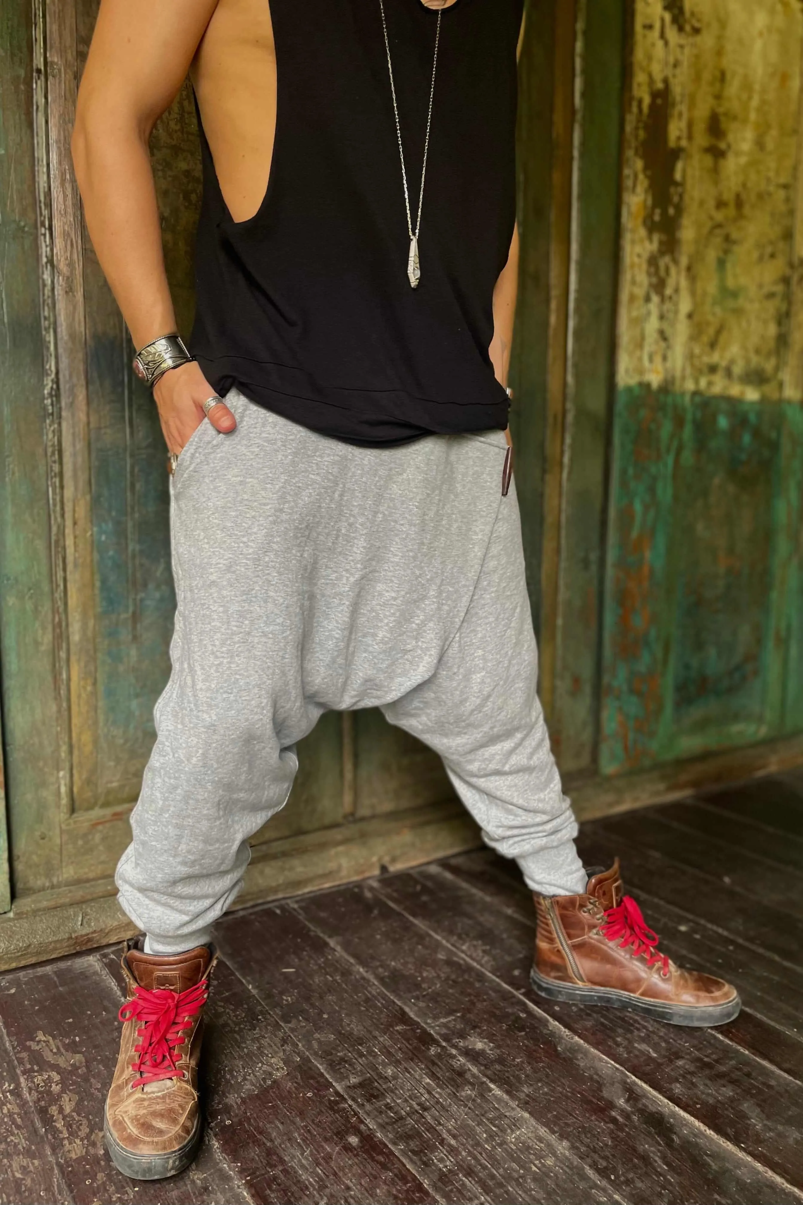 URBAN Ninja - Misty Grey Cotton Harem Pants