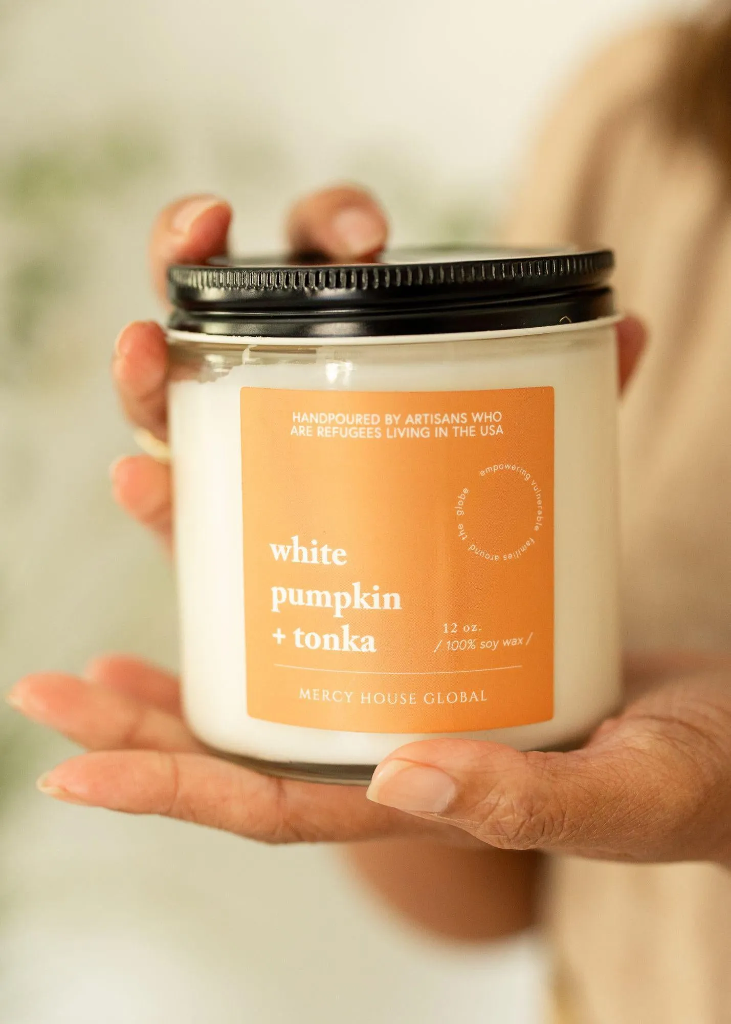 White Pumpkin   Tonka Candle | 12 oz Glass Jar