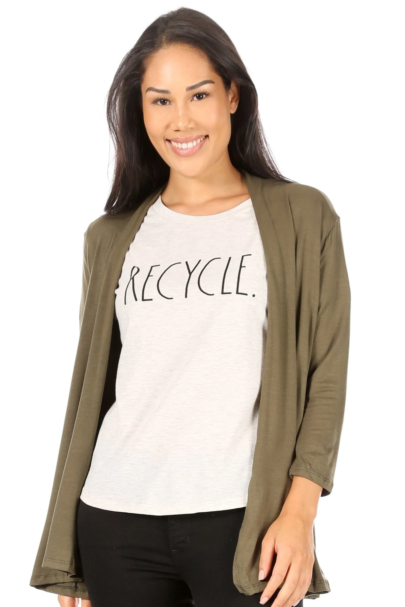 Women's "RECYCLE" Short Sleeve Shirttail Hem T-Shirt