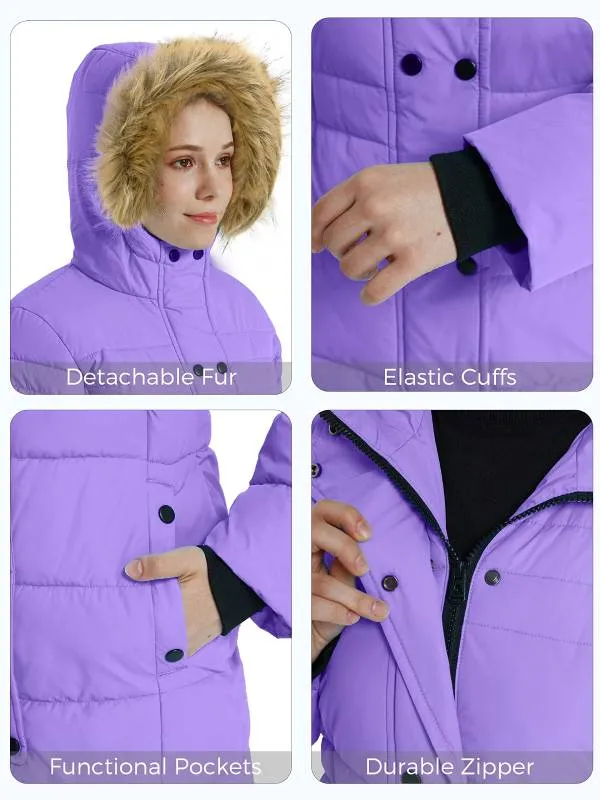 ZSHOW Girls' Long Winter Coat Parka Water Resistant Warm Puffer Jacket