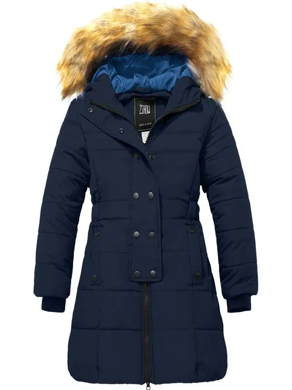 ZSHOW Girls' Long Winter Coat Parka Water Resistant Warm Puffer Jacket